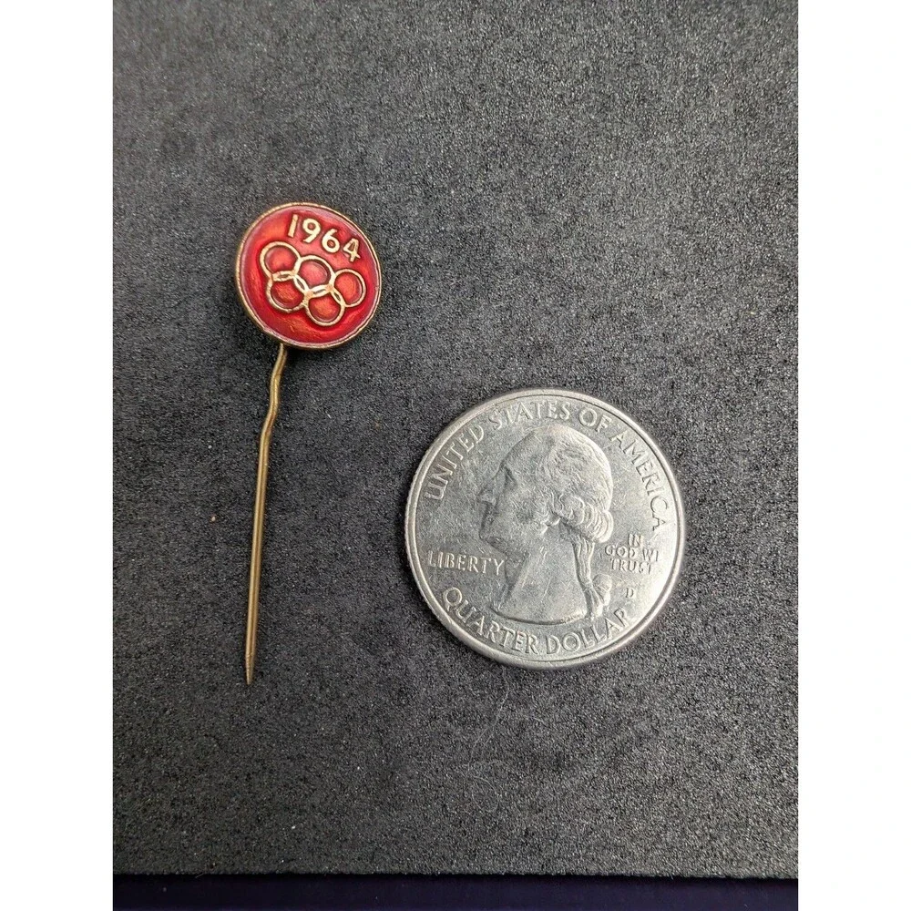 Vintage USSR 1964 Tokyo Olympics Olympic Rings Enamel Stick Lapel Pin Badge